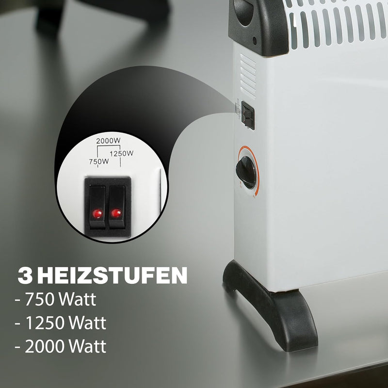 Clatronic® Konvektor-Heizung | Mobile Wärme für Zuhause | Elektroheizung mit 3 Heizstufen | Heizung