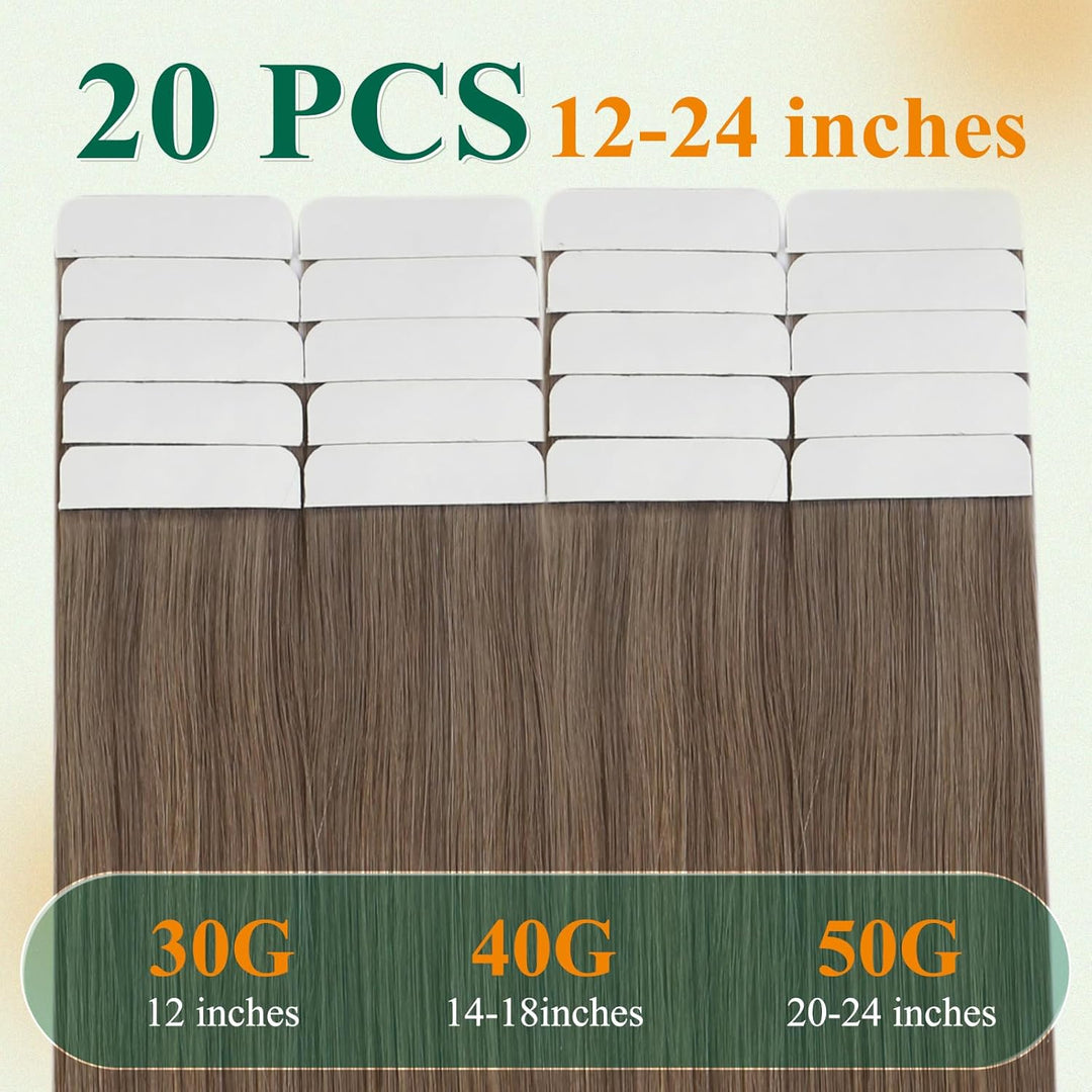 Easyouth Balayage Tape Extensions Echthaar Tape in Extensions Aschbraun Platinblond und Aschblond Mi