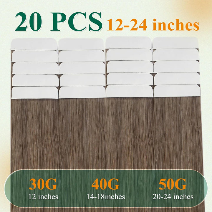Easyouth Balayage Tape Extensions Echthaar Tape in Extensions Aschbraun Platinblond und Aschblond Mi