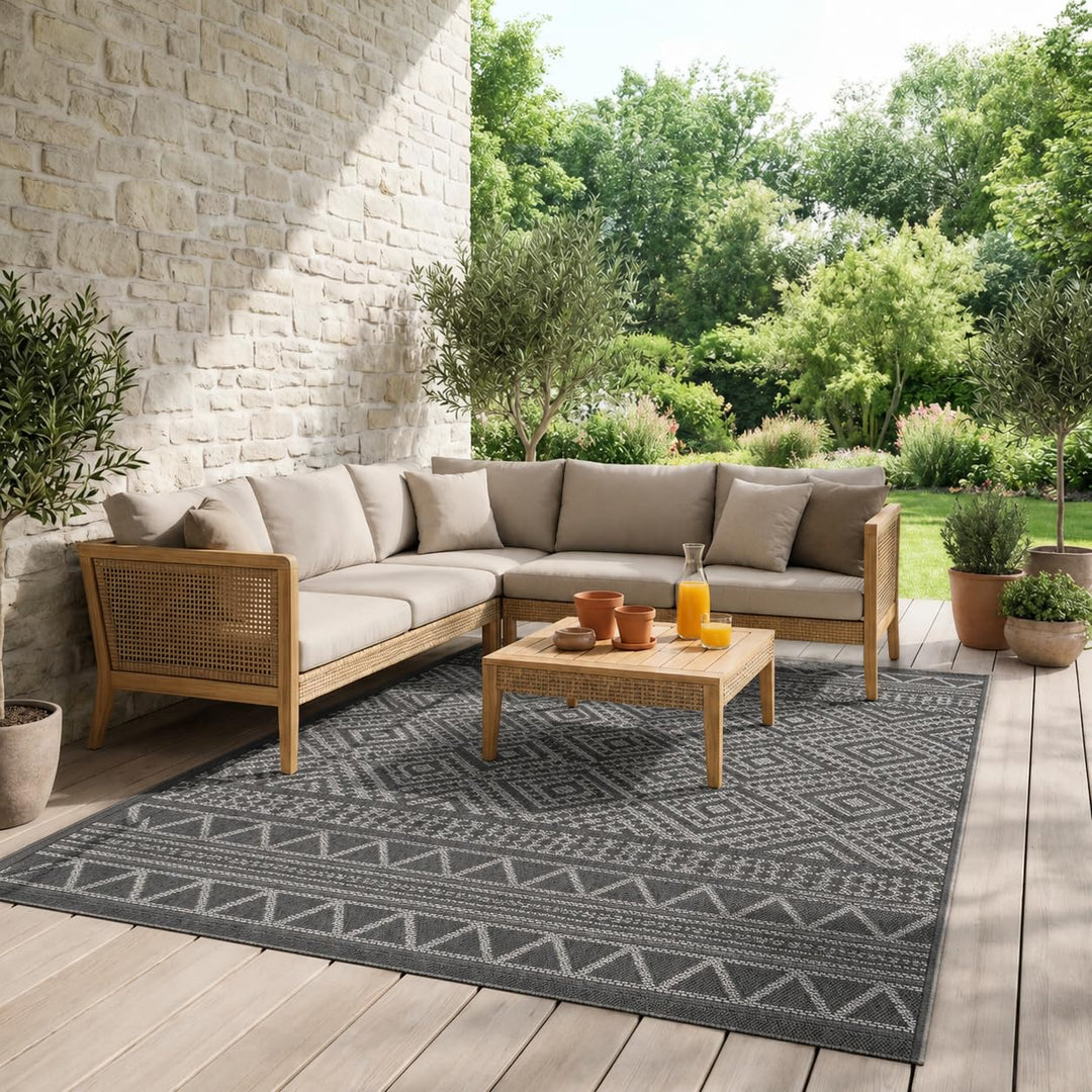 Mia´s Teppiche Denver robuster Outdoor Teppich, modern, Wetterfest & UV-beständig, für Balkon, Terra