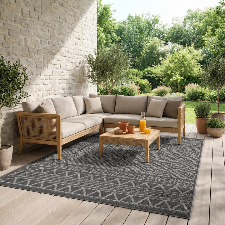 Mia´s Teppiche Denver robuster Outdoor Teppich, modern, Wetterfest & UV-beständig, für Balkon, Terra
