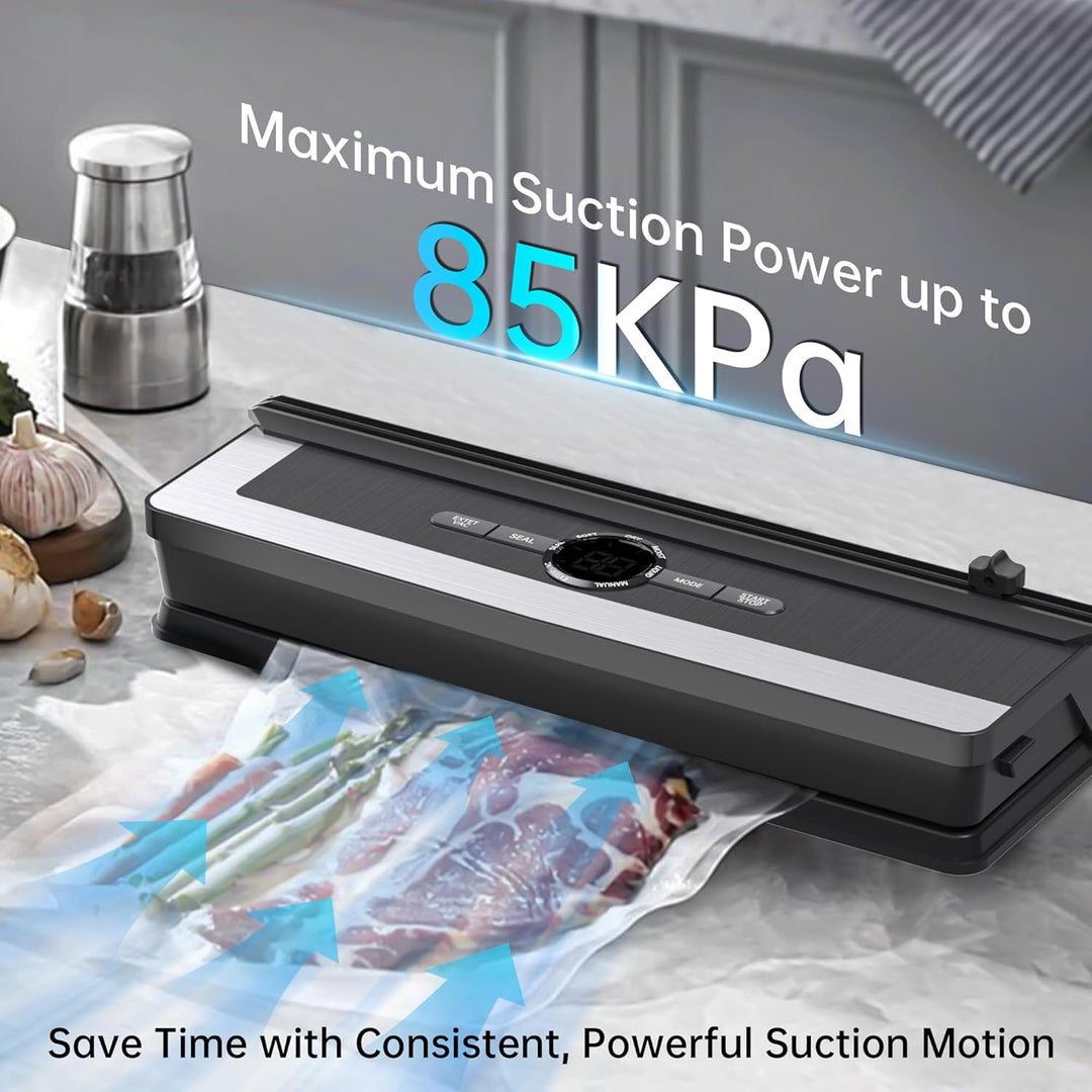 5-in-1 Vakuumiergerät mit Schneidefunktion | 85Kpa Vakuumierer für Fleisch, Gemüse & Kühlung | Mit D