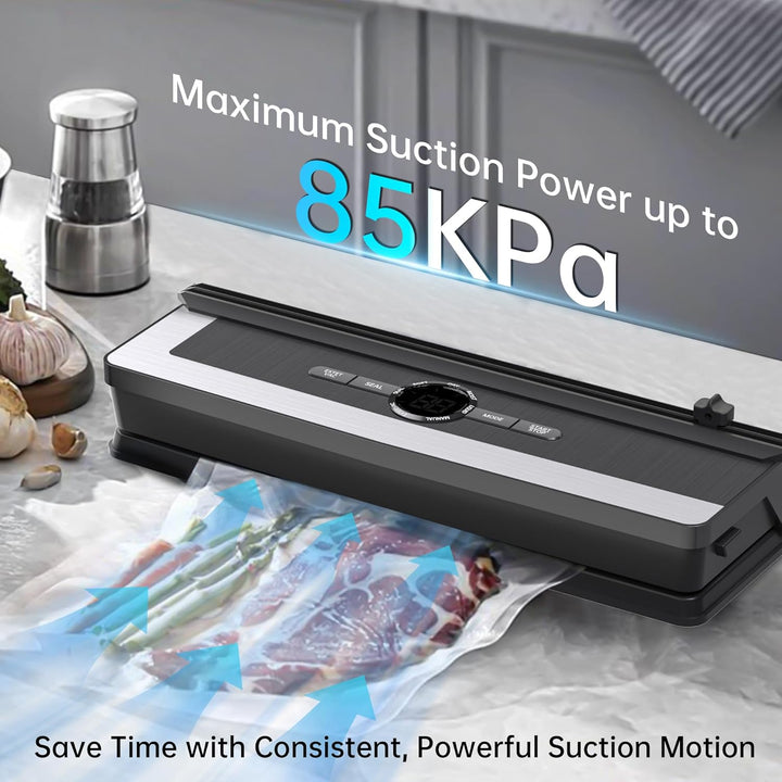 5-in-1 Vakuumiergerät mit Schneidefunktion | 85Kpa Vakuumierer für Fleisch, Gemüse & Kühlung | Mit D