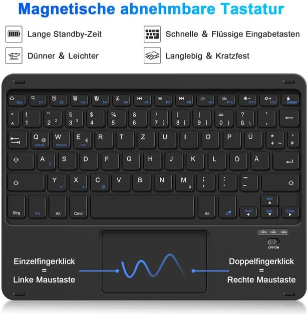 LAMA Bluetooth Tastatur Hülle mit Touchpad für Samsung Galaxy 10.9'' Tab S9 FE/S10 FE/S10, 11" Tab S