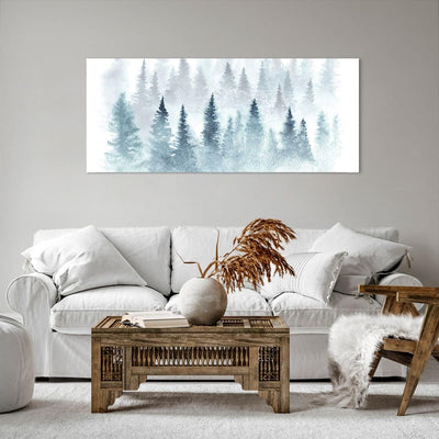 Wandbilder Dekoration Wohnzimmer Bäume Wald Natur Panorama Bilder auf Leinwand 120x50cm Leinwandbild