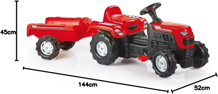 Dolu Ranchero Kinder-Rutschtraktor mit Anhänger, Pedaltraktor mit Anhänger für Kleinkinder ab 3 Jahr