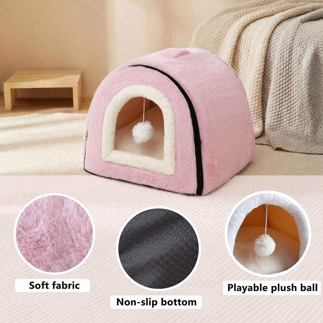 Katzenbett für Hauskatzen, faltbare Katzenhöhle, rutschfeste und wasserabweisende Unterseite, Katzen