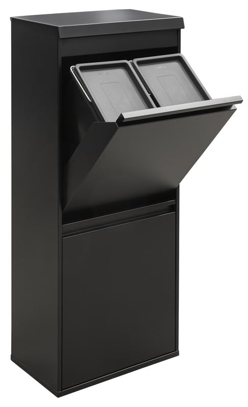 ARREGUI Top CR426-B Mülltrennsystem aus Stahl mit Aufbewahrungsbox mit Deckel | 3 Fächer Mülleimer f