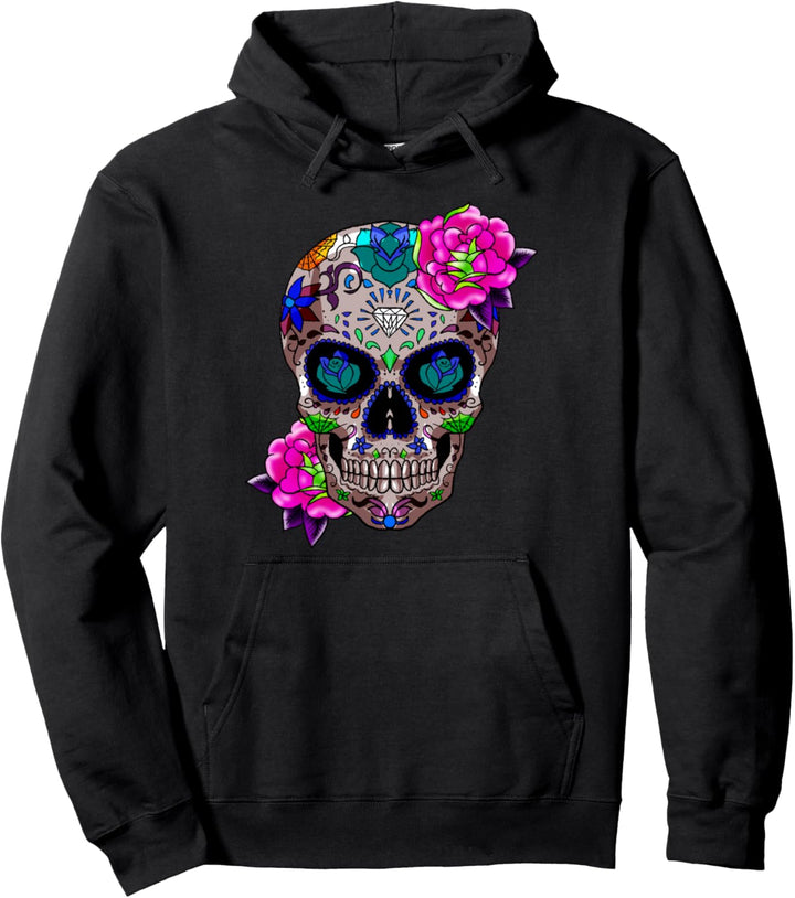 Sugar Skull Blumen Tag der Toten Dia Muertos Tee Geschenk Pullover Hoodie