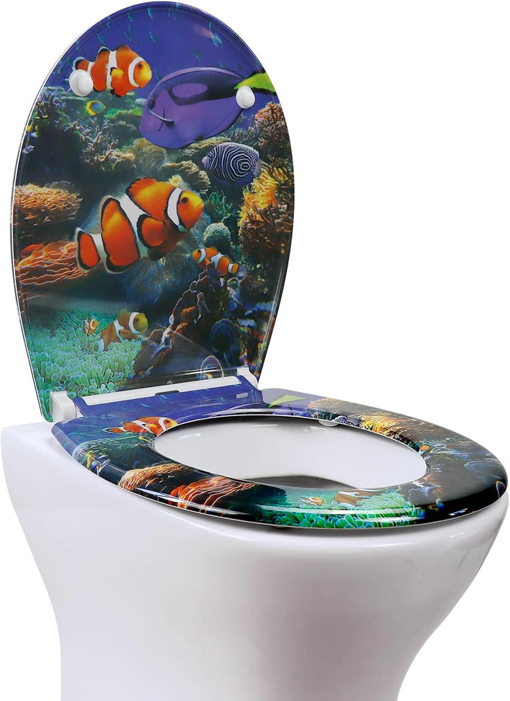 WC Sitz mit Absenkautomatik, Duroplast Toilettendeckel mit Quick Release & einfacher Reinigung, Klod