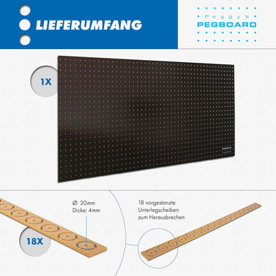 Pegboard 1 St. Werkzeugwand aus Holz (MDF) 120 x 60 x 0,5 cm - Lochung Ø7 mm Lochabstand 25,4 mm - s