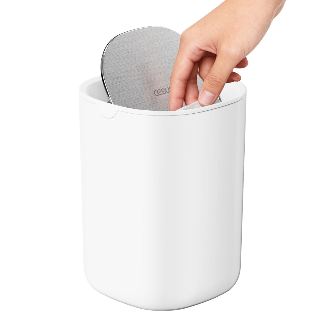 Cesun Mini-Tischmülleimer mit Schwingdeckel, 0.4 Gallonen kleiner Schreibtisch-Mülleimer, Arbeitspla