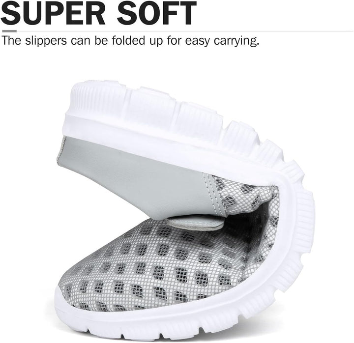 SAGUARO Sommer Unisex Clogs Hausschuhe Mesh Atmungsaktiv Gartenschuhe Gr. 36-48 42 EU Grau, 42 EU Gr