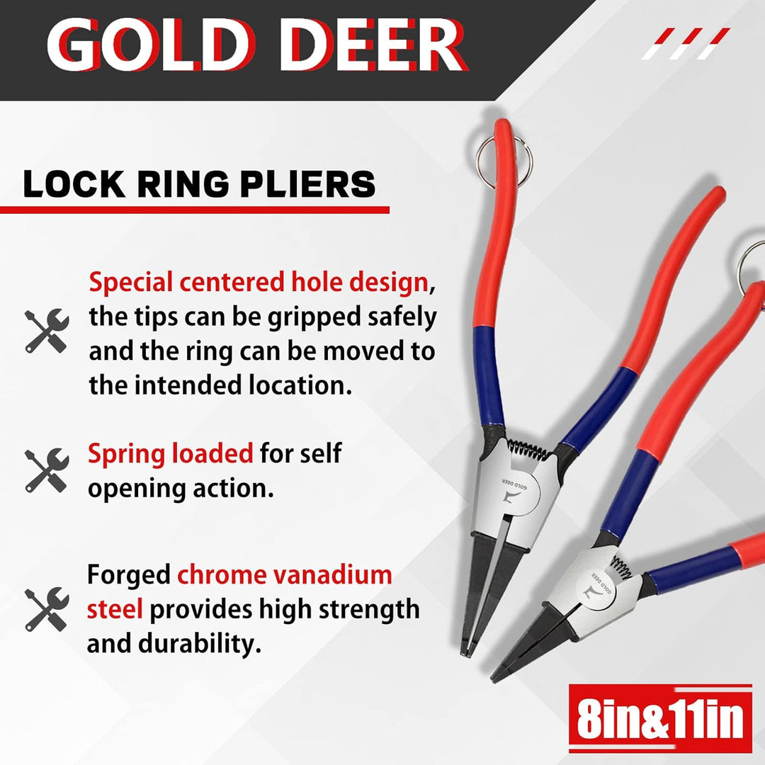 GOLD DEER Sicherungsringzangen Set 8" 11" Sicherungsringzangen Set Sicherungsring Hufeisen Unterlegs