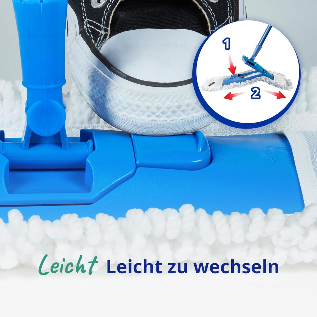 Spontex Bodenwischer mit extra flachem Mopp | Vielseitiger Wischmopp mit Mikrofaserbezug für nasses