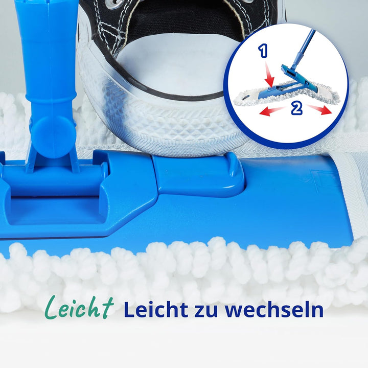 Spontex Bodenwischer mit extra flachem Mopp | Vielseitiger Wischmopp mit Mikrofaserbezug für nasses