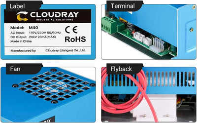 Cloudray 40W CO2 Lazer Power Supply for K40 Lazer Tube Lazer Cutter Lazer Engraver CNC Lazer Machine