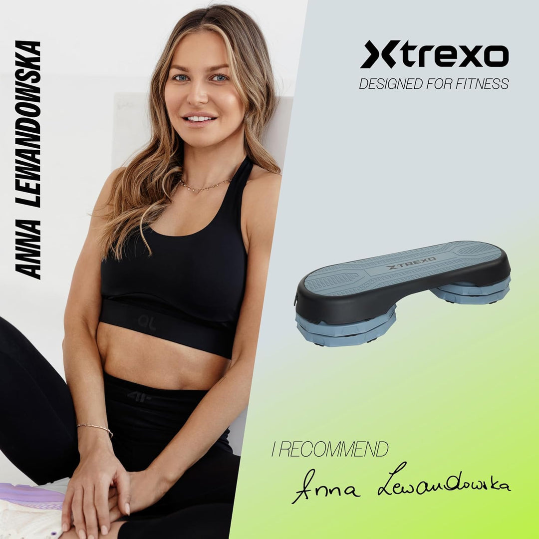 TREXO Aerobic Step 107x 42 cm Für Cardio- und Fitnesstraining Höhenverstellbar 10-15-20 cm Langlebig