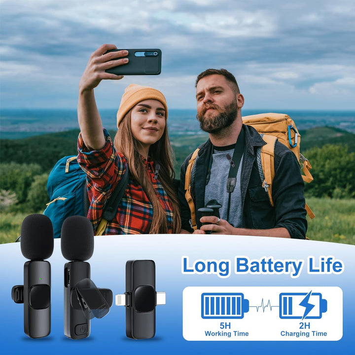 Kabelloses Lavalier-Mikrofon für iPhone/Android-Handy, USB C Wireless Lav-Mikrofon, 4 Tonabnehmer-Mo