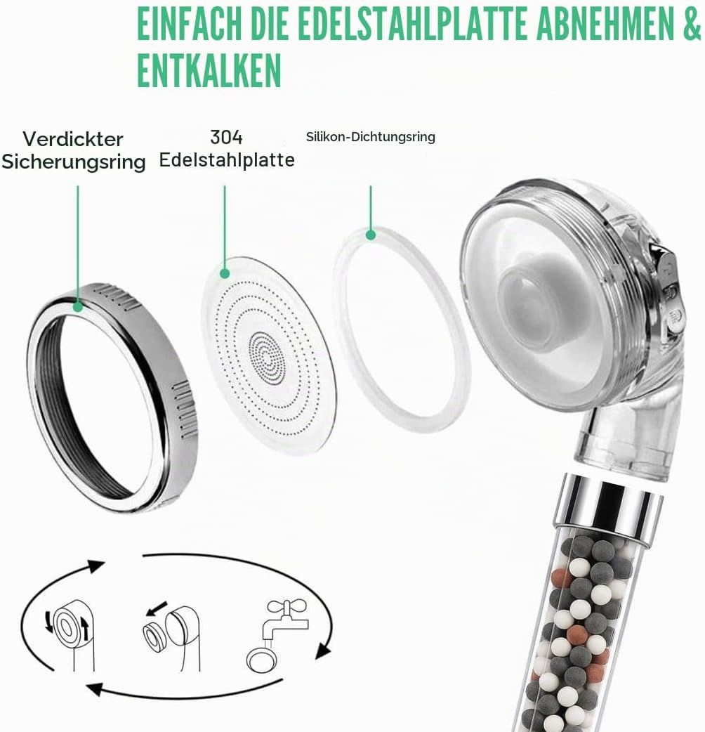 Original StoneStream® EcoPower Duschkopfsystem — Spa wie Ionenfilter zum Aufweichen &amp; Sparen von Was