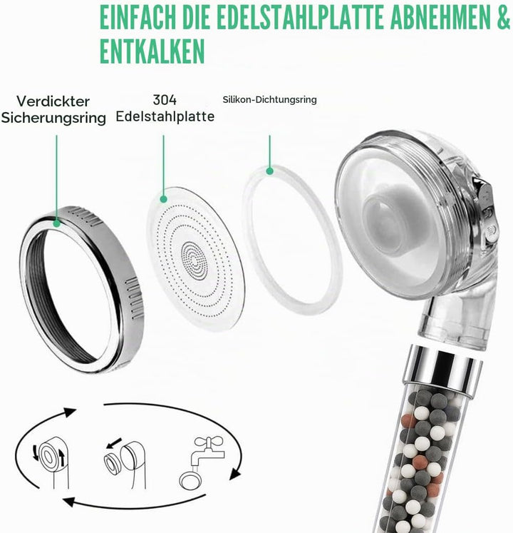 Original StoneStream® EcoPower Duschkopfsystem — Spa wie Ionenfilter zum Aufweichen &amp; Sparen von Was