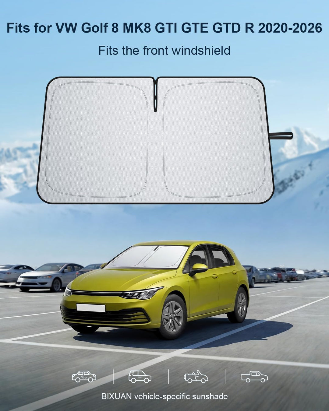 BIXUAN Frontscheiben-Sonnenschutz kompatibel mit VW Golf 8 MK8 GTI GTE 2020-2025 2026 Auto Sonnensch
