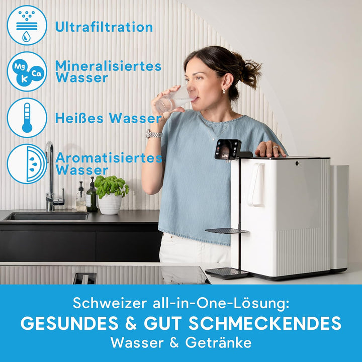LANGWATER Auftisch Osmoseanlage mit Anpassbarer Mineralisierung & Heisswasserspender - Umkehrosmosea