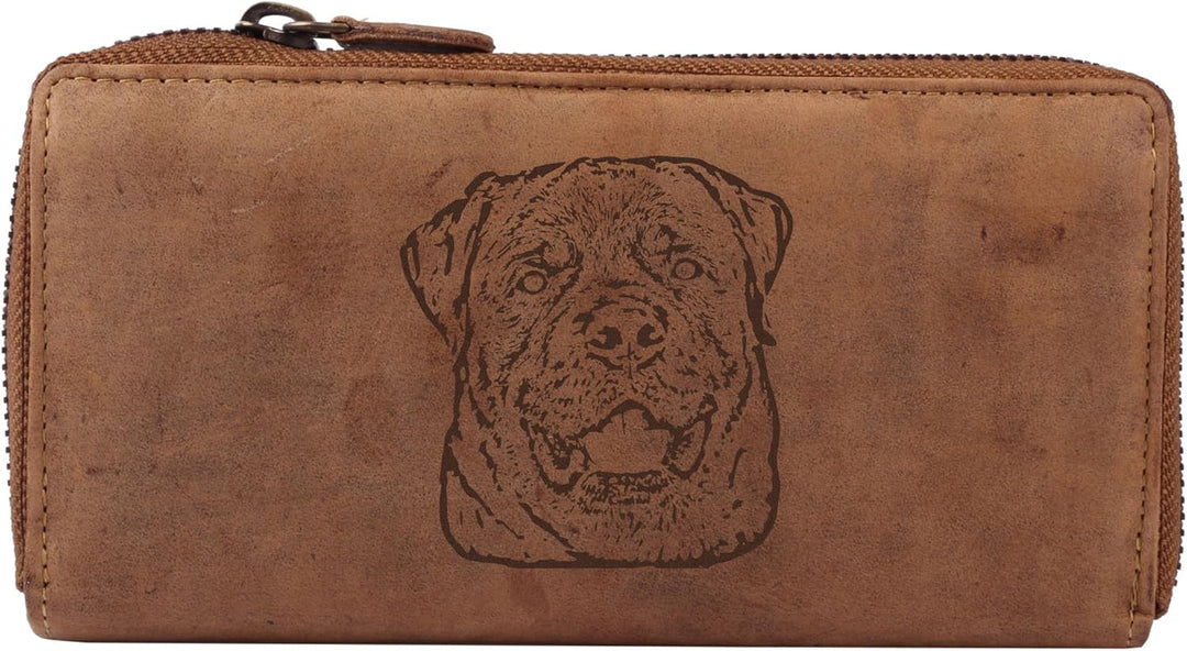 Greenburry Damen-Geldbörse mit Hunde-Motiv Rottweiler l Geschenkidee für Hundefreunde I Leder, Rottw