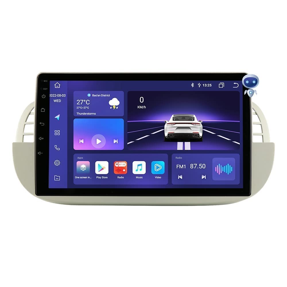 hizpo 9 Zoll Touchscreen Autoradio Kompatibel mit FIAT 500 2007-2014 mit Carplay/Android Auto 8-Core