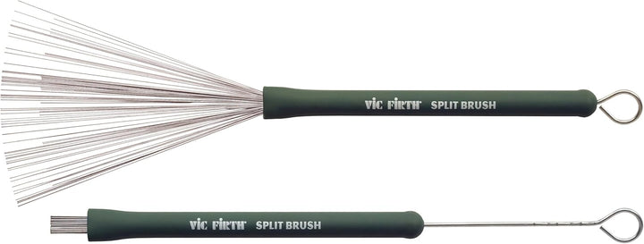 Vic Firth Wire Split Brush - Retractable - Green Handle Wire Single, Wire Single