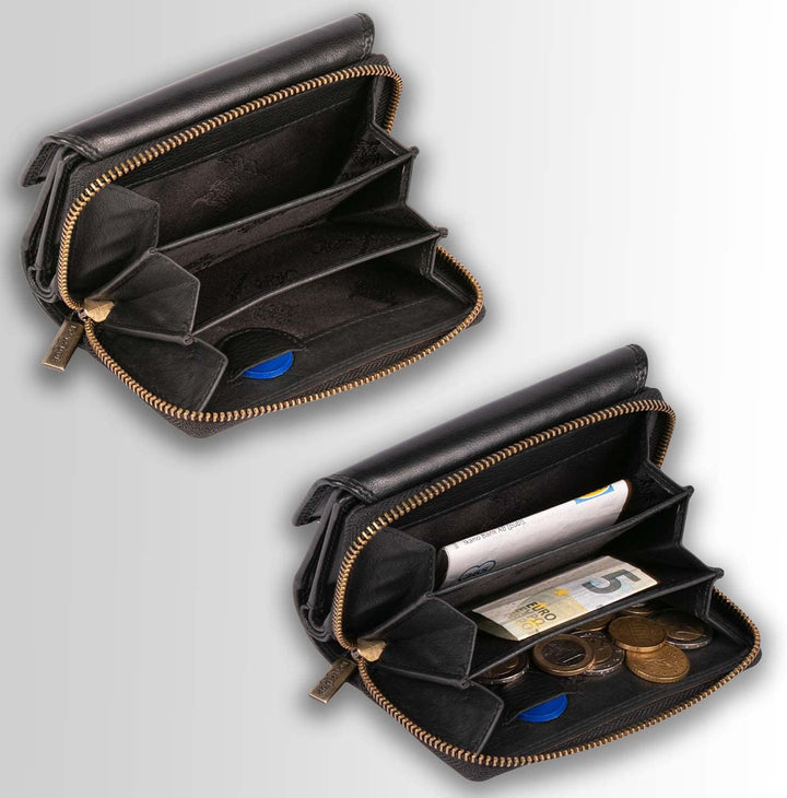 MATADOR RFID Blocker Leder Portemonnaie Damen Gross | Geldbeutel Portmonee Damen mit Geschenk-Box |