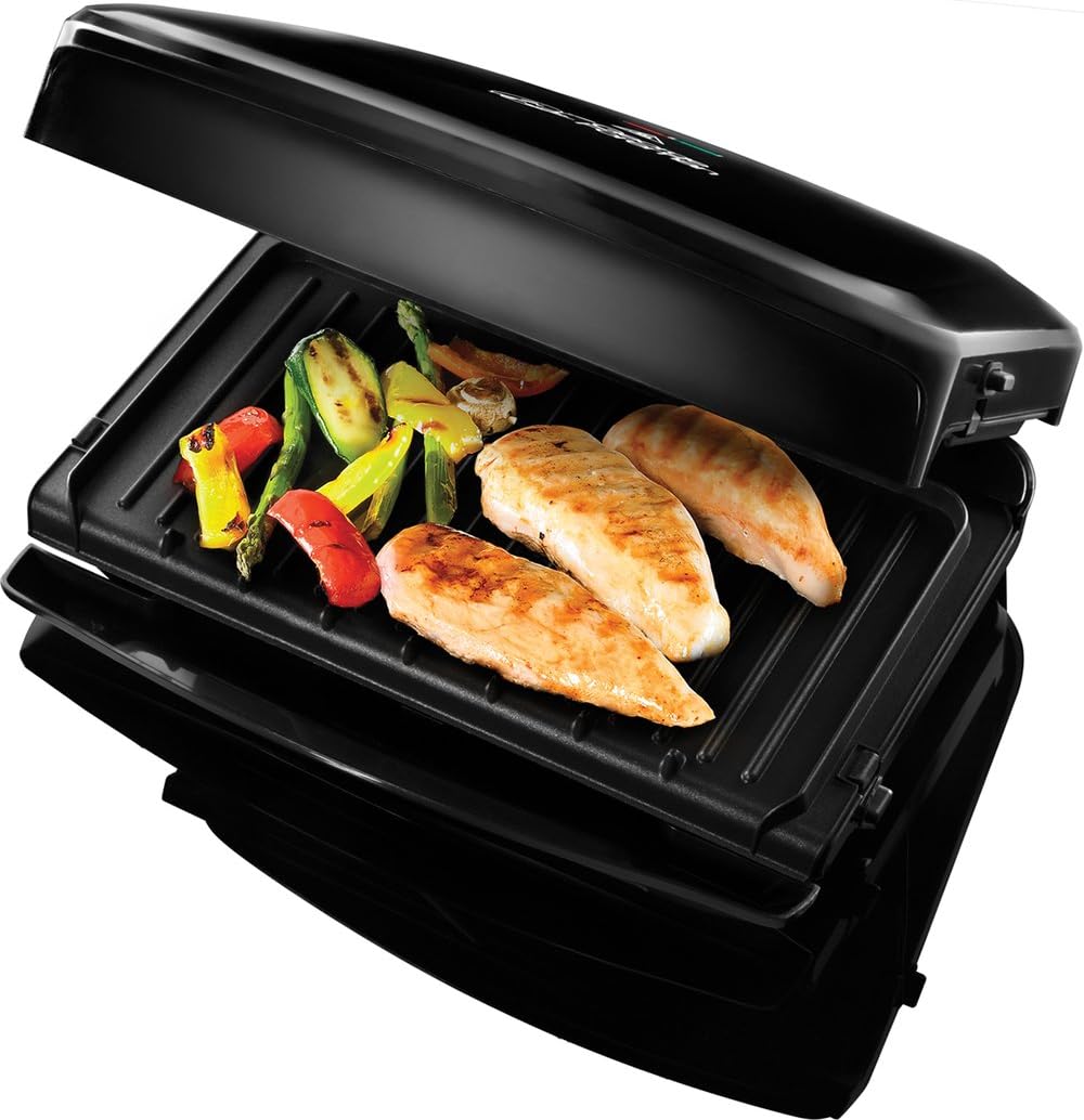 George Foreman 24330-56 Family Fitnessgrill, Kontaktgrill, Panini- und Sandwichgrill, 32,5 x 18 cm g