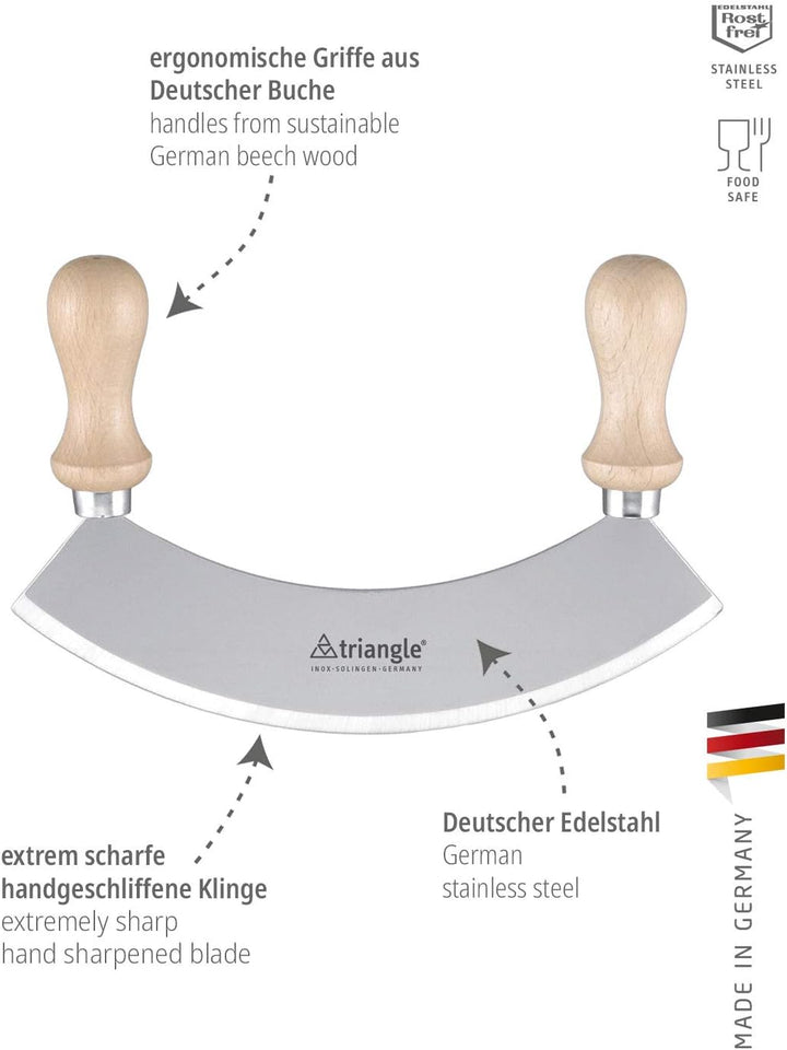 triangle 43 231 23 02 Wiegemesser 23 cm, einschneidig mit Holzgriff Made in Solingen/Germany profess