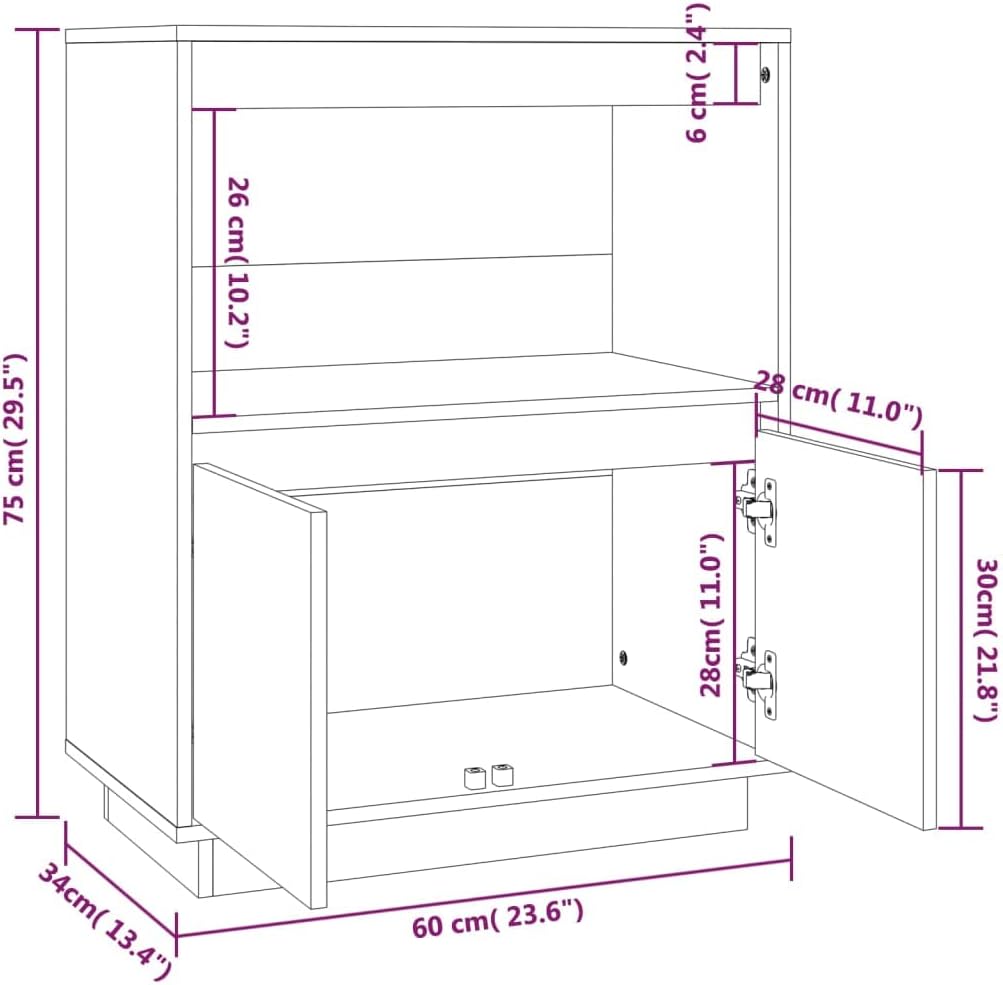 FIRBNUS Aufbewahrungsschrank 60x34x75 cm Bücherschranks Beistellschrank Beistelltisch Badezimmerschr