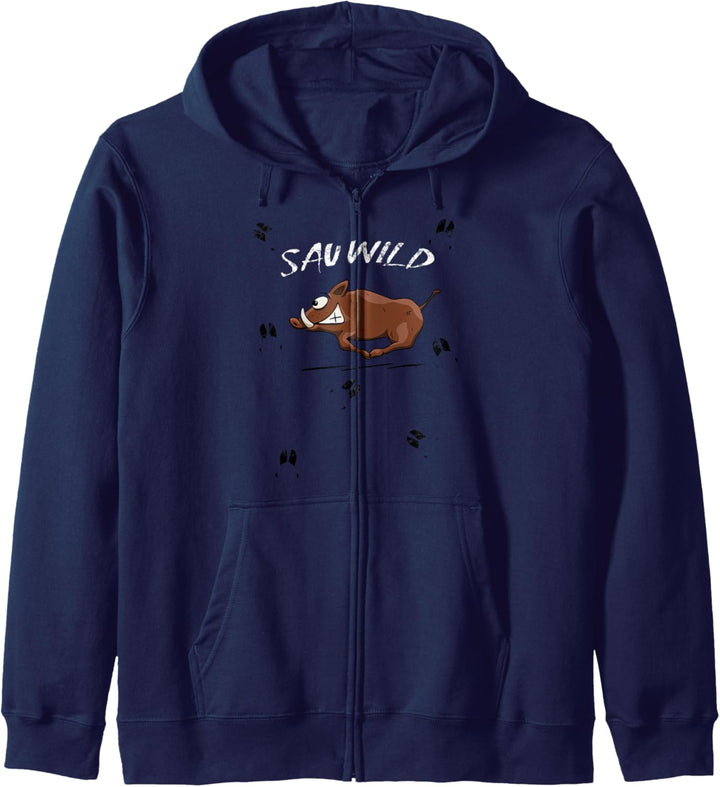 Sauwild | lustig rennendes Wildschwein wilde Wildsau Kapuzenjacke