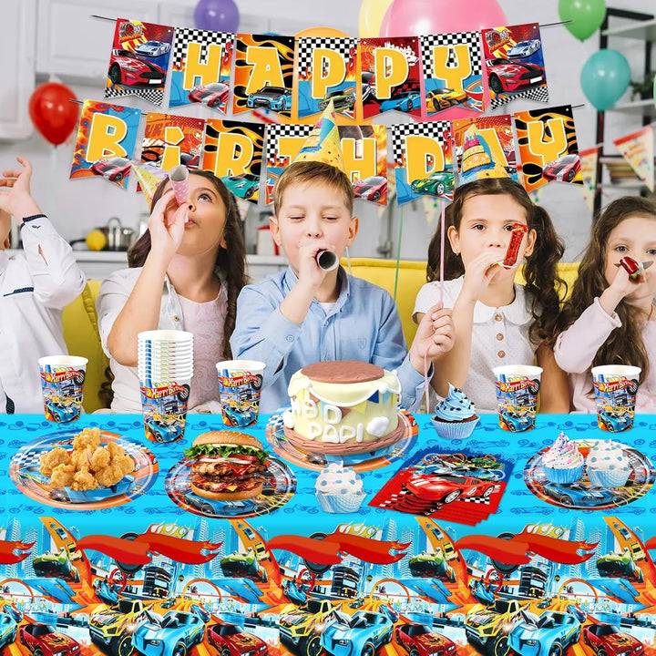 Luftballon Autos Geburtstag Deko, Rennauto Partygeschirr Set Deko Geburtstag Pappteller Kindergeburt