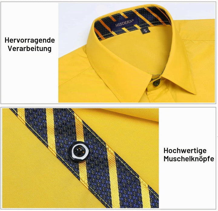 HISDERN Herren Hemd formelle Freizeithemd Businesshemden Freizeithemden Langarm Baumwolle Klassisch