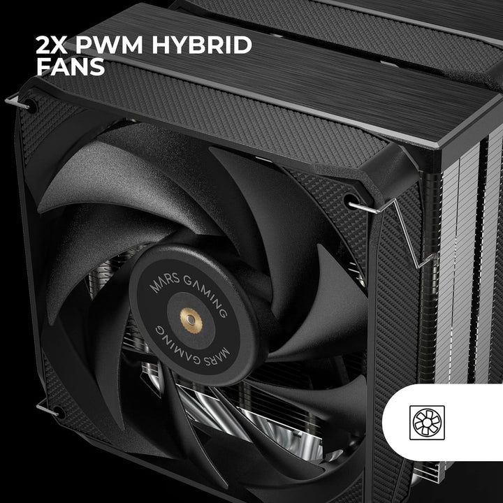 Mars Gaming MCPU-XU6, CPU-Kühler Doppelturm, TDP 350W, 2x Hybridflügel-Lüfter und Hyperbalanciertes