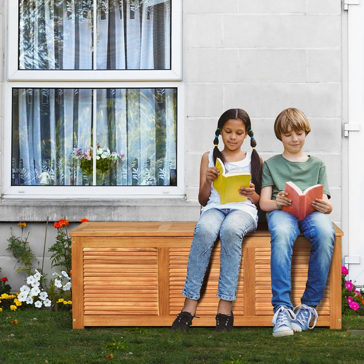 GIANTEX Auflagenbox Kissenbox Akazien Holz, Gartenbox Aufbewahrungsbox mit Deckel, 178 Liter Volumen