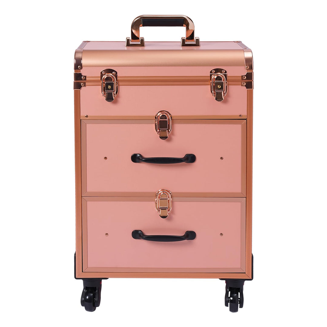 Kosmetikkoffer Trolley, Kosmetikkoffer Schminkkoffer mit 4 Rollen, Abschliessbar Friseurkoffer Rollk