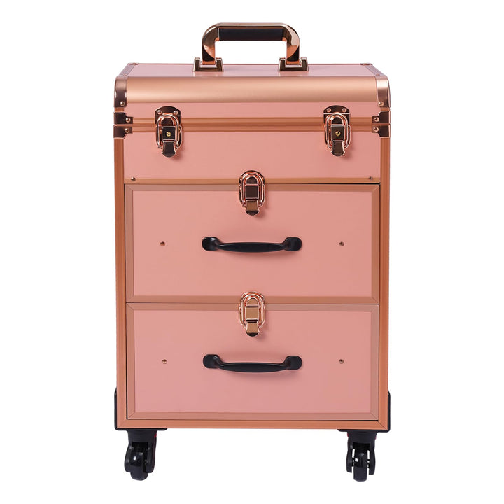 Kosmetikkoffer Trolley, Kosmetikkoffer Schminkkoffer mit 4 Rollen, Abschliessbar Friseurkoffer Rollk