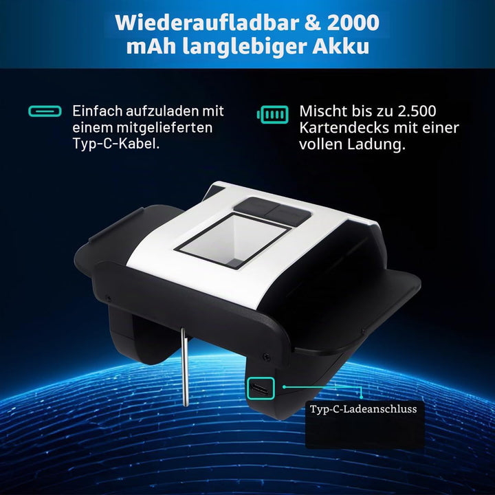 Shufflebox S1 automatischer Kartenmischer mit 2000mAh wiederaufladbarer eingebauter Batterie, 2-Deck
