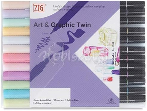 Kuretake TUT-80/12VPA Farbenset, Plastik, diverse farben, 19,4 x 14,4 x 1,5 cm
