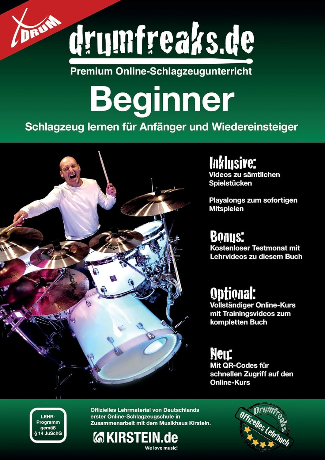 XDrum Semi 22" Standard Schlagzeug Midnight Black - 22" BD, 12" TT, 13" TT, 16" FT, 14" SD - inkl. S