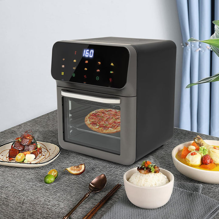 13 L Elektrobackofen, 1350W Mini-Backofen mit LCD-Touchscreen & Timer, Multifunktionsofen 2 Einschub