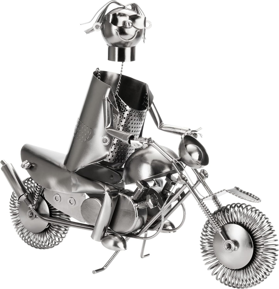 BRUBAKER Flaschenhalter Motorradfahrer Metall Skulptur Geschenk mit