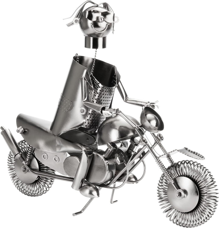 BRUBAKER Flaschenhalter Motorradfahrer Metall Skulptur Geschenk mit
