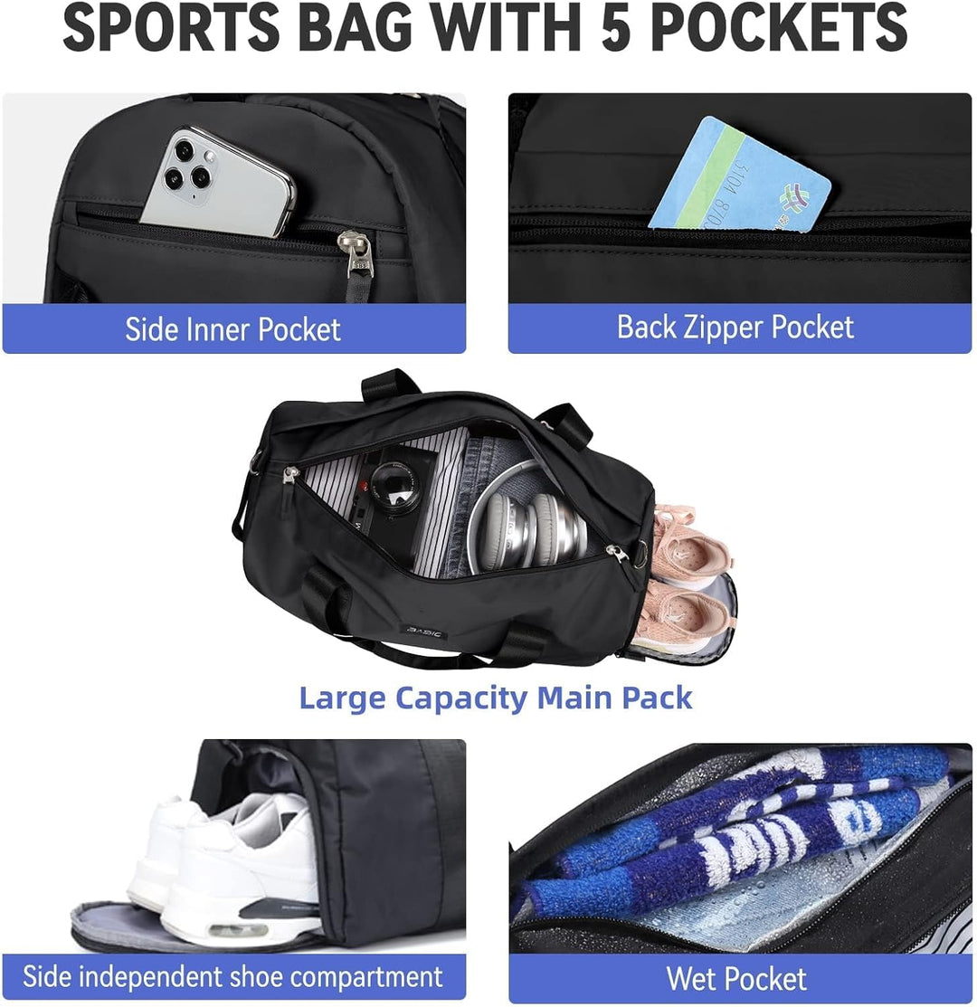 Sport Duffel Bag Damen, Sporttasche mit Nassfach & Schuhfach Reise Duffel Bags Übernachtungstasche L