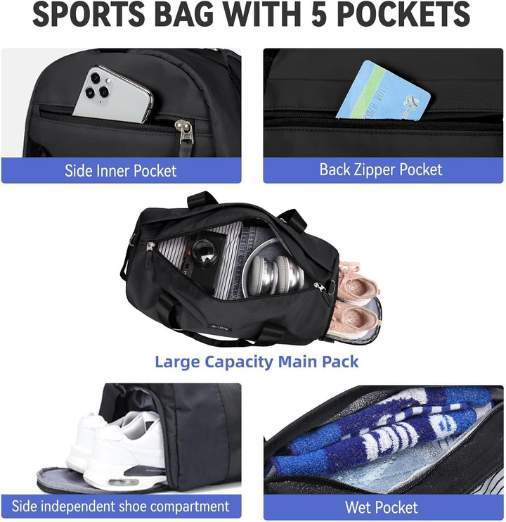 Sport Duffel Bag Damen, Sporttasche mit Nassfach & Schuhfach Reise Duffel Bags Übernachtungstasche L