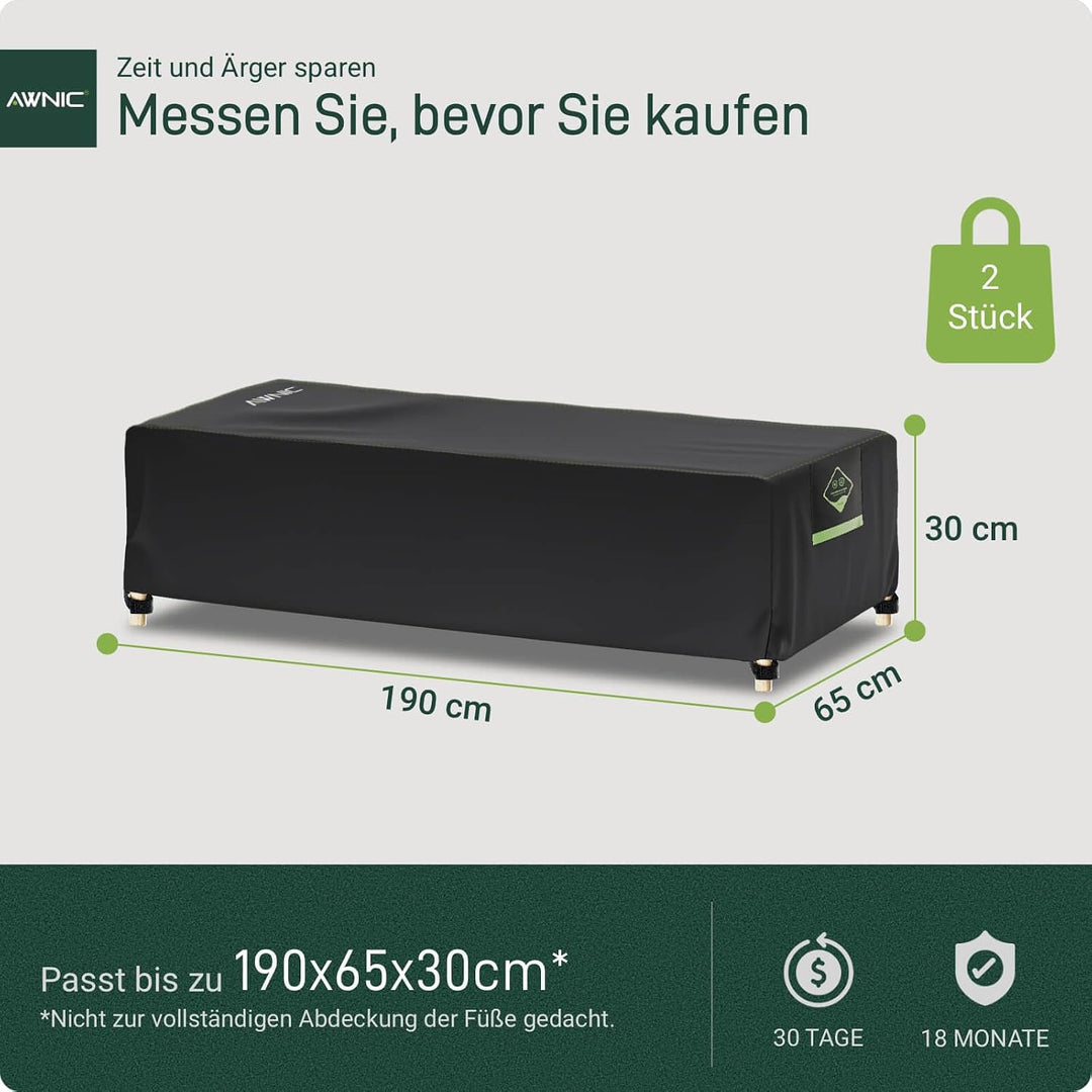 Awnic 2 Stück Gartenliege Abdeckung Wasserdicht 420D Oxford Stoff - Liegestuhl Abdeckung für Garten